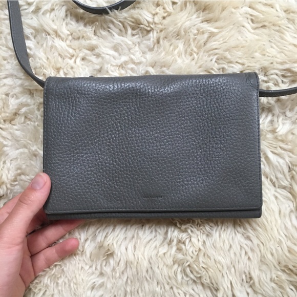 AllSaints Grey Pebble Leather Shoulder Purse - Picture 4 of 14